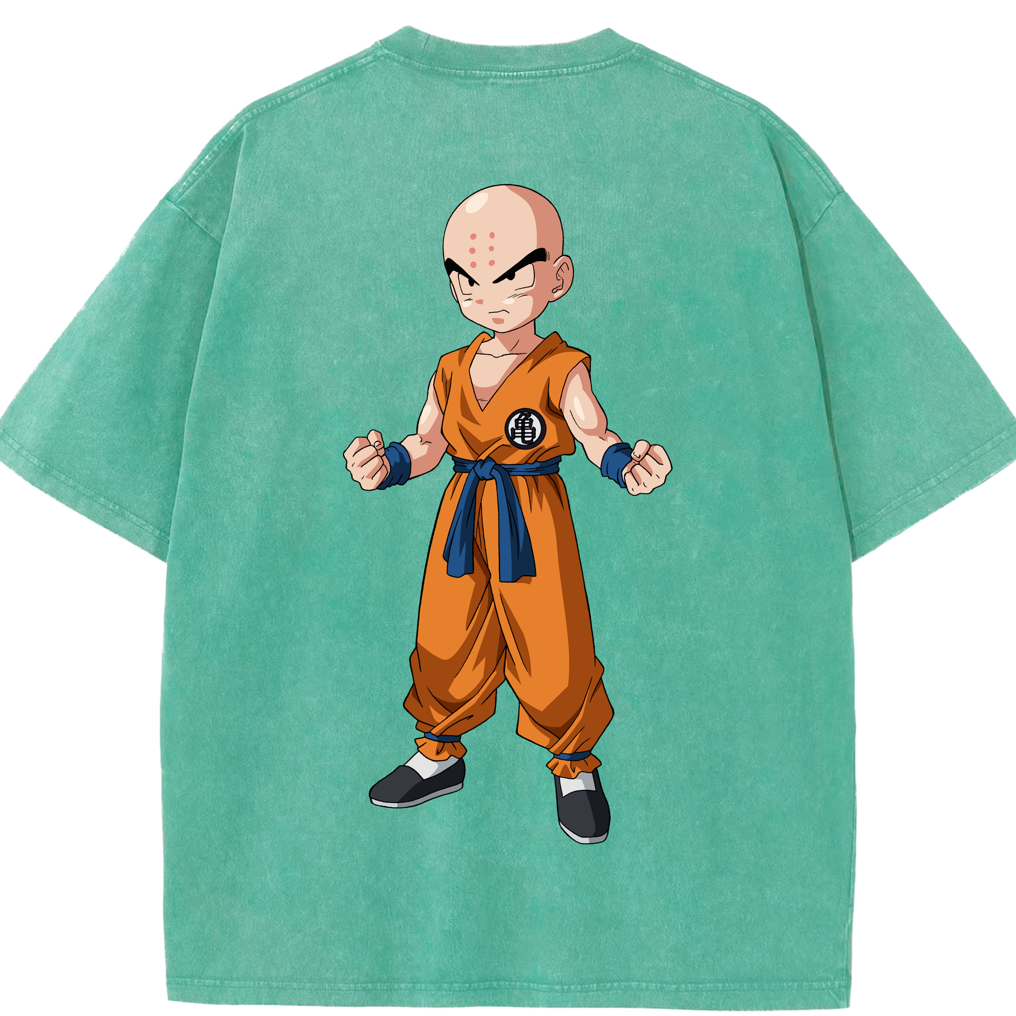 （画像用） ドラゴンボール クリリン DRAGON BALL krillin 綿100% ヴィンテージ風 半袖Tシャツ（背面プリント）